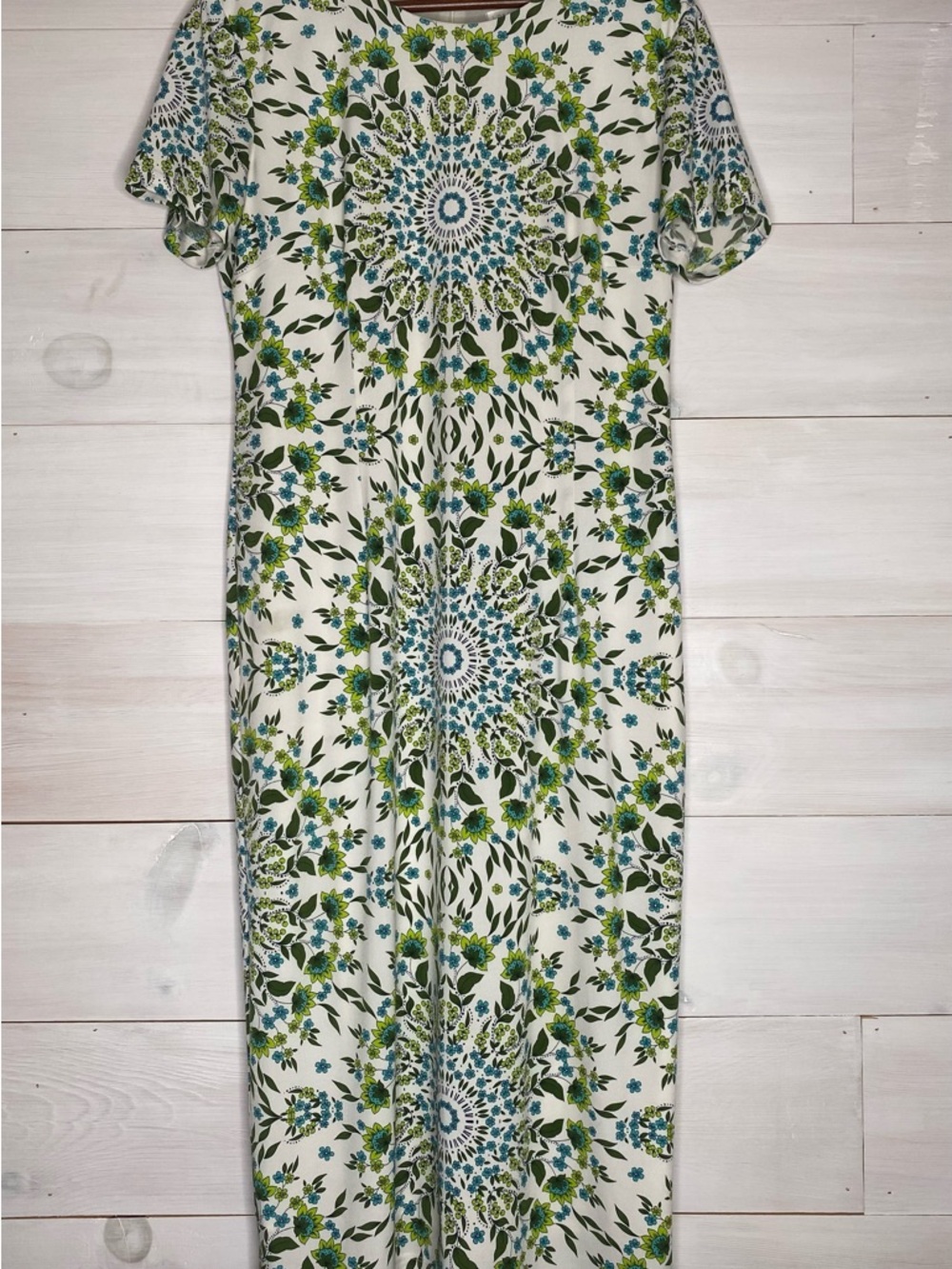 London Times Green & Blue Floral Medallion Maxi Dress Size 12